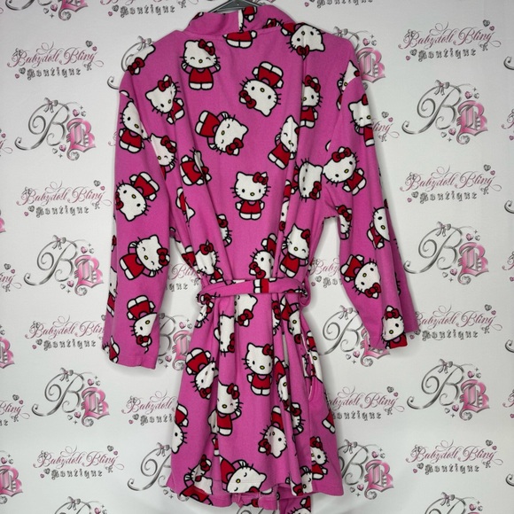 Hello kitty robe 2007 vintage dead stock fleece pink waist tie belt pockets - Picture 5 of 8